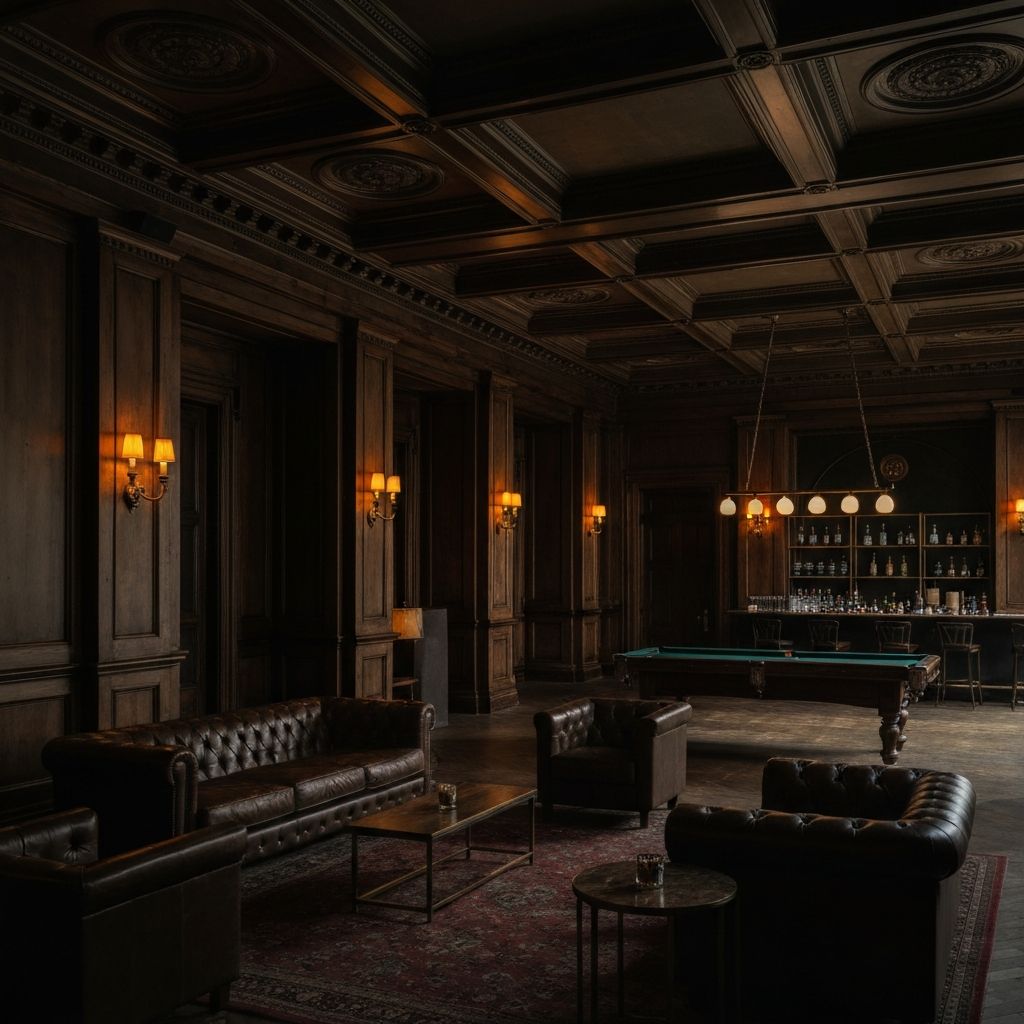 Intérieur luxueux du Mansfield avec chandeliers et boiseries